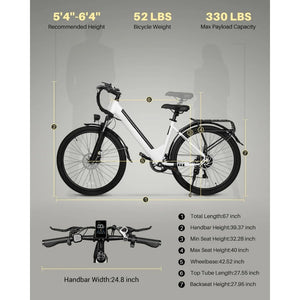 Electric Bike, UL 2849 Certified, Step Through Electric Bicycle with 350W Motor, 36V 9Ah Removable Battery, 20MPH E-Bikes