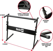 Load image into Gallery viewer, RockJam 61 Key Keyboard Piano With LCD Display Kit, Stand, Bench, Headphones, Simply App &amp; Keynote Stickers
