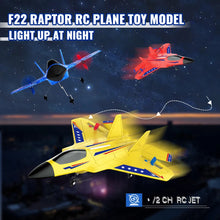 Load image into Gallery viewer, F22 Raptor RC Plane 2.4G 2CH Remote Control Foam Aircraft With LED Lights RC Glider Airplane Toys Gifts For Children
