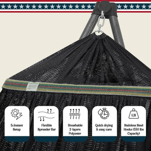 3-Year Warranty Hammock Stand, 30s Foldable Hammock with Stand, 550 lbs Capacity Camping Hammock Stand