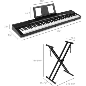 88-Key Full Size Digital Piano Electronic Keyboard Set for All Experience Levels w/Semi-Weighted Keys, Stand, Sustain Pedal