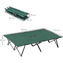 Load image into Gallery viewer, 2 Person Folding Camping Cot, 50&quot; Extra Wide Outdoor Portable Sleeping Cot with Carry Bag, Elevated Camping Bed, Beach Hiking
