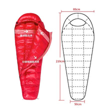 Load image into Gallery viewer, Adult 95% White Goose Down Sleeping Bag Camping Sleeping Bag Goose Down Filled Men Mummy Sleeping Bag Warm for Travel Hiking Bag

