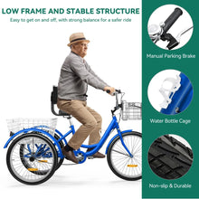 Load image into Gallery viewer, 2024 New Adult Tricycle, 24 &amp; 26 Inch 3 Wheel Bikes, 1 Speed Trike Bike for Adults with Removable Baskets, Cruiser Bike
