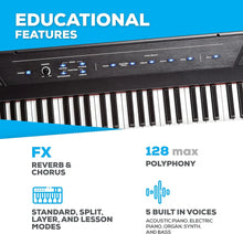 Load image into Gallery viewer, Recital – 88 Key Digital Piano Keyboard with Semi Weighted Keys, 2x20W Speakers, 5 Voices,
