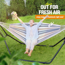 Load image into Gallery viewer, Hammock Stand and Hammock, 2 Person Steel Hammock Frame and Hammock, 550LBS Capacity, Backyard Camping Use
