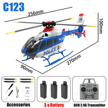 Load image into Gallery viewer, C123 1/36 RC Helicopter Brushless 6CH 6-axis Gyroscope One-key Take-off/landing/reverse Fly Mode 3D Flight 11.1V Modular Battery

