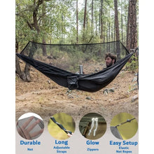 Load image into Gallery viewer, Hammock Camping with Rain Fly Tarp and Net, Portable Camping Hammock Double Tree Hammock Outdoor Indoor Backpacking Travel
